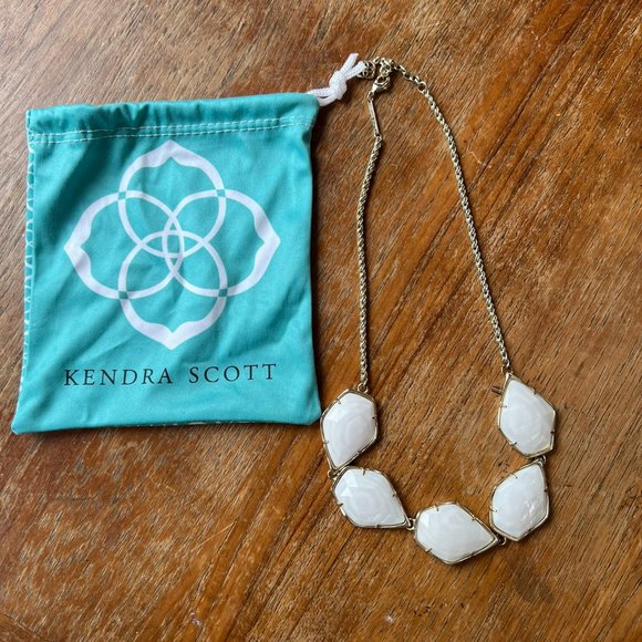 Kendra Scott Statement Necklace in Gold with White Details - Picture 1 of 3